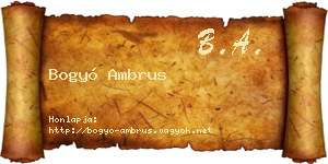 Bogyó Ambrus névjegykártya
